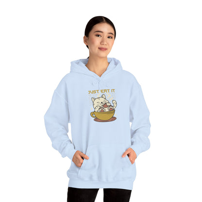 Cat Latte Hoodie - "Just Eat It" Cute Cat in Cup Sweatshirt