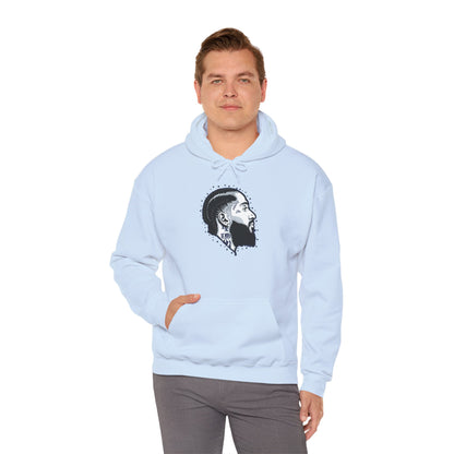 Portrait Graphic NIPSEY – Side Profile Ink Illustration Hooded