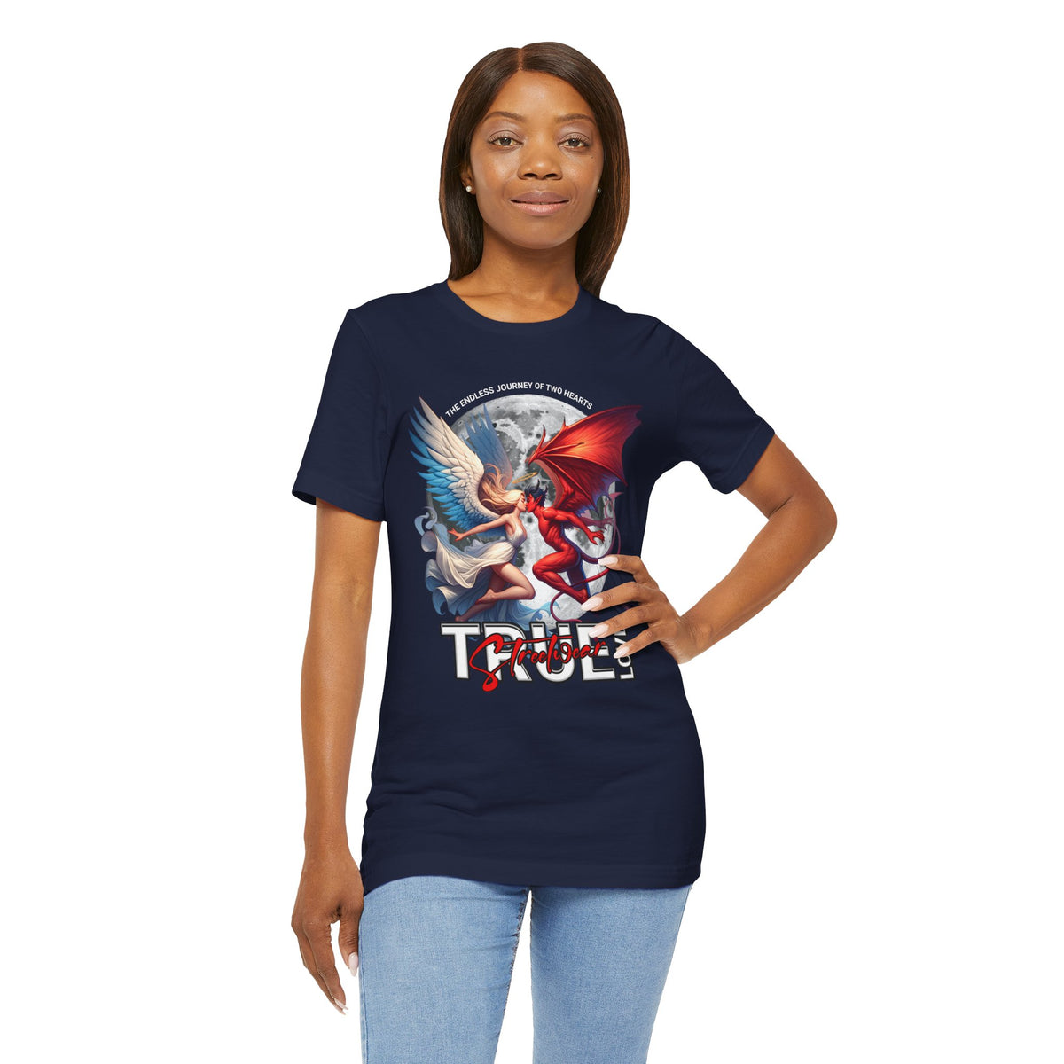 True Love Tee — Angel & Devil Heart Graphic T-Shirt