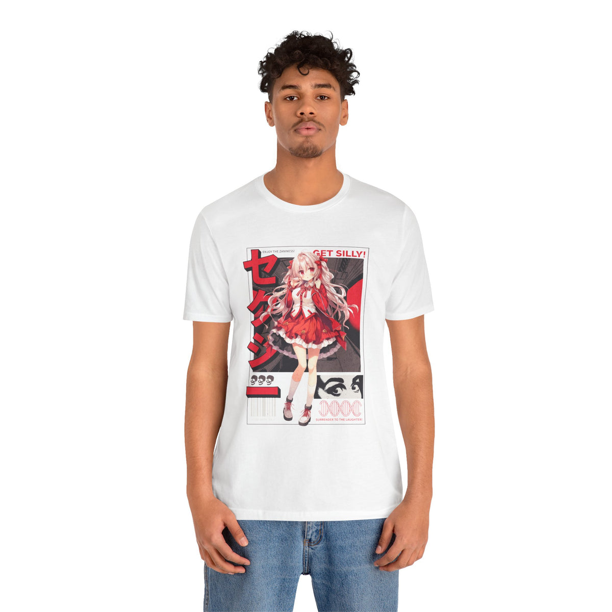 Anime Girl Graphic Tee — "Get Silly!" Red Harajuku Style T-Shirt