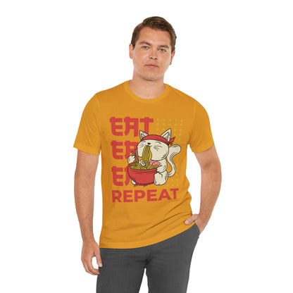Ramen Cat Tee — "Eat Sleep Repeat" Cute Noodle Lover T-Shirt