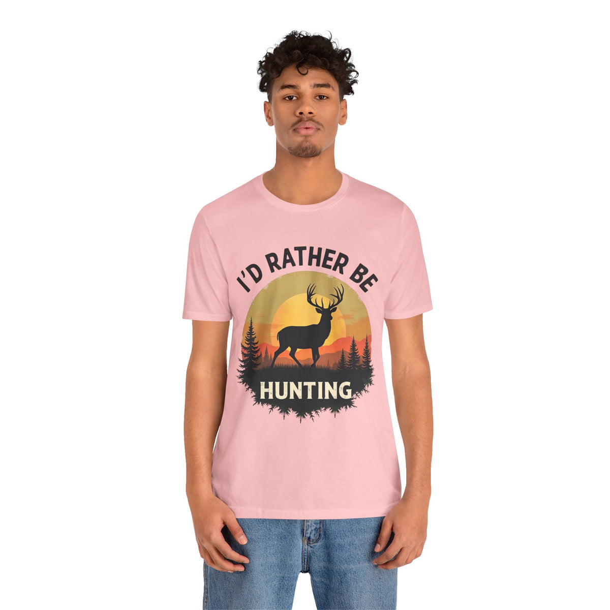 I'd Rather Be Hunting T‑Shirt — Deer Sunset Outdoor Hunting Tee