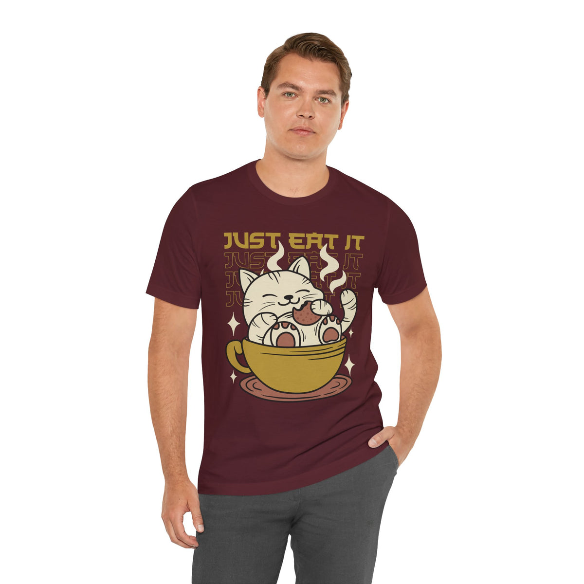 Just Eat It Cat Tee — Cute Kawaii Cat in Tea Cup T-Shirt