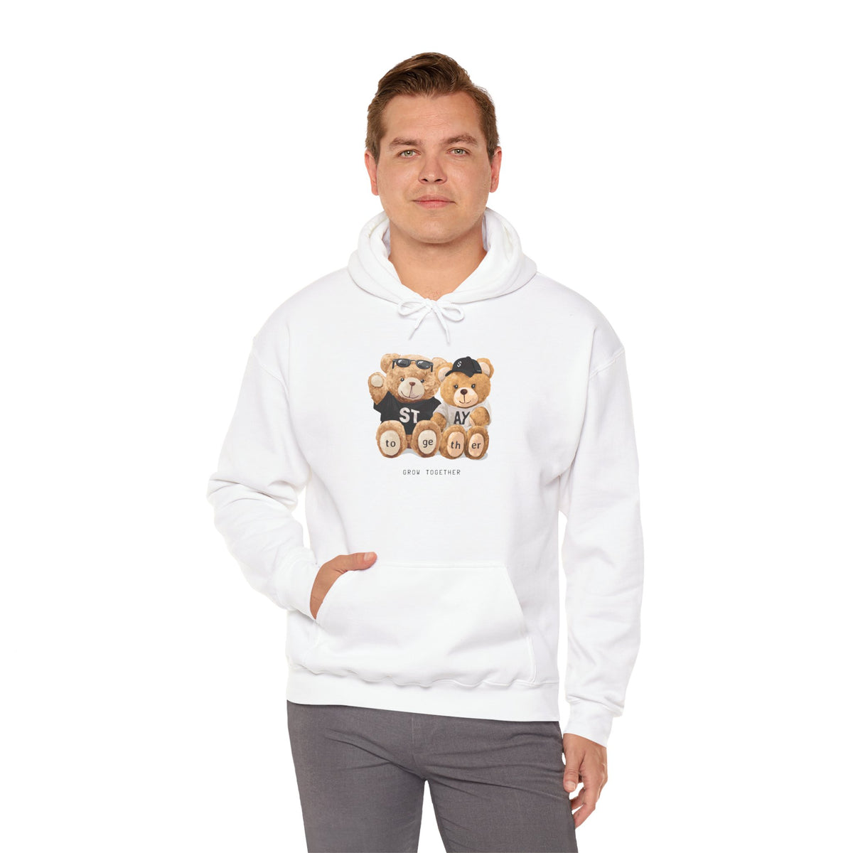 Teddy Bears 'STAY' Hoodie - Cute Couple Bear Graphic Sweatshirt