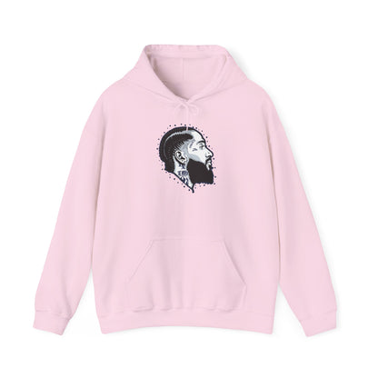 Portrait Graphic NIPSEY – Side Profile Ink Illustration Hooded