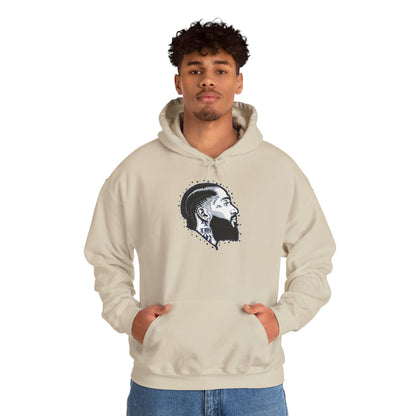 Portrait Graphic NIPSEY – Side Profile Ink Illustration Hooded