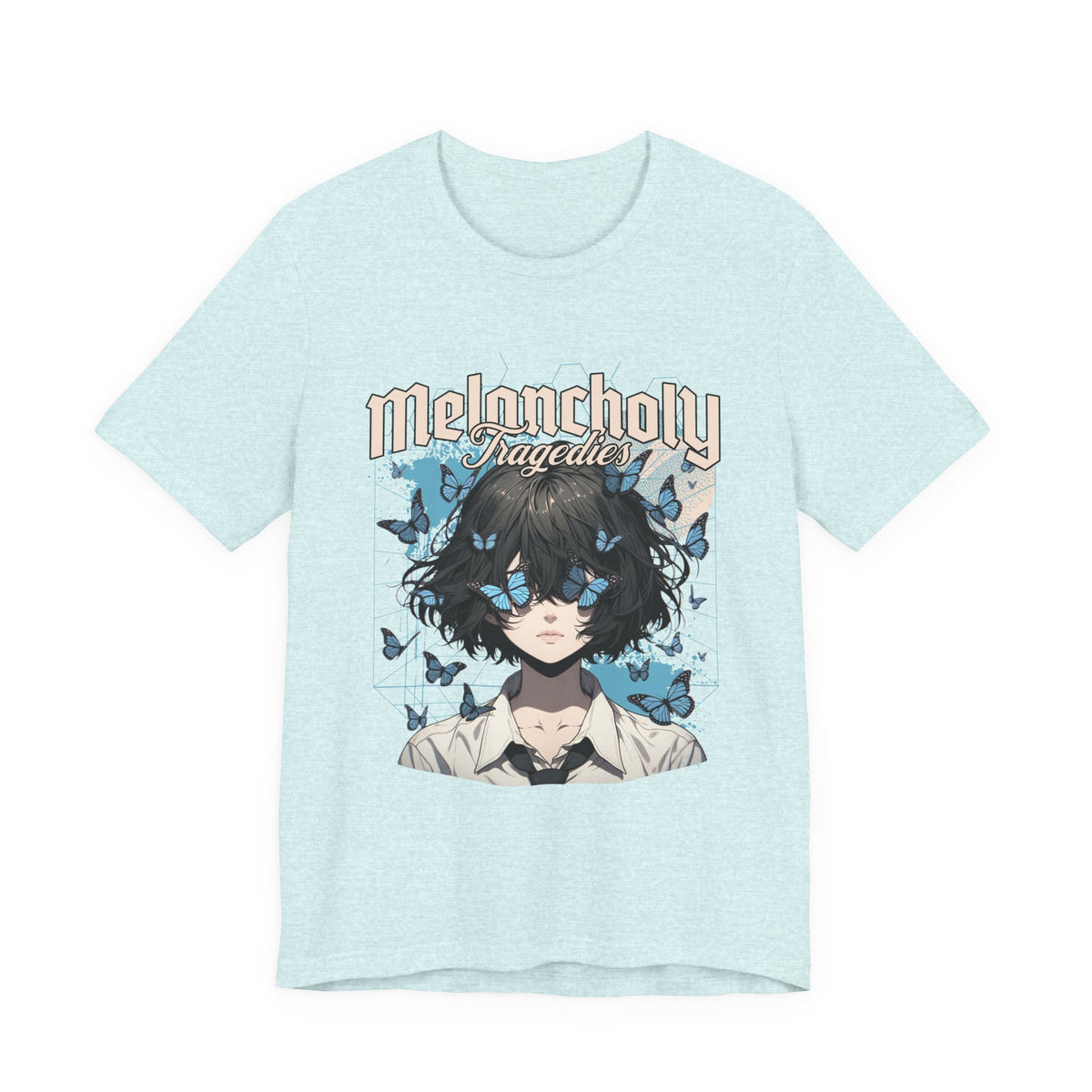 Melancholy Tragedia Anime Tee — Blue Butterflies Graphic T-Shirt