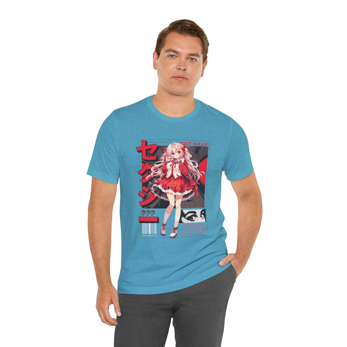 Anime Girl Graphic Tee — "Get Silly!" Red Harajuku Style T-Shirt
