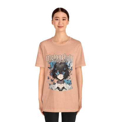 Melancholy Tragedia Anime Tee — Blue Butterflies Graphic T-Shirt
