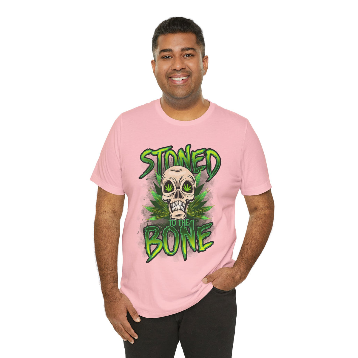Stoned to the Bone Skull Tee — Cannabis Leaf Graphic T-Shirt
