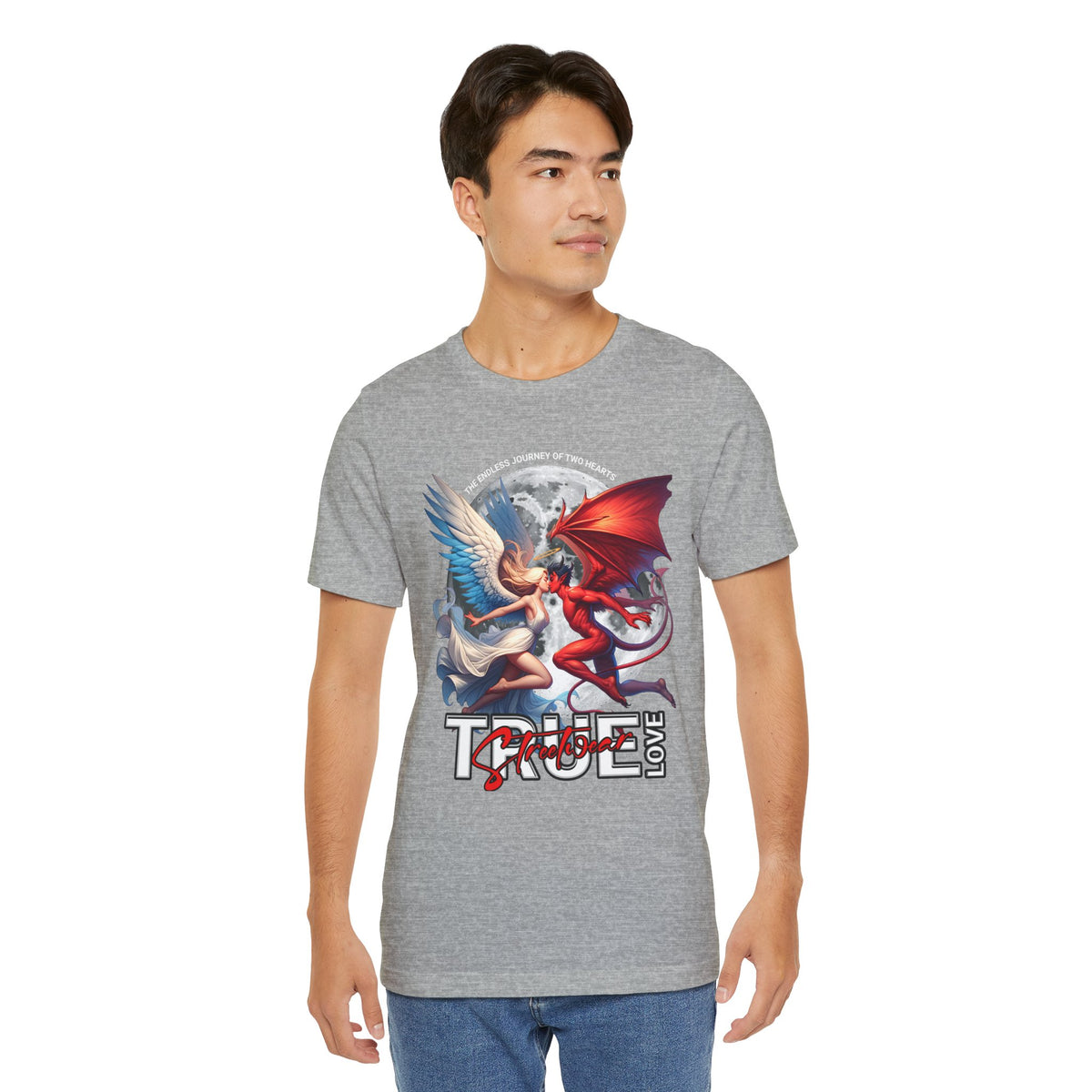 True Love Tee — Angel & Devil Heart Graphic T-Shirt