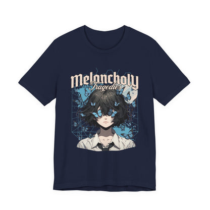 Melancholy Tragedia Anime Tee — Blue Butterflies Graphic T-Shirt