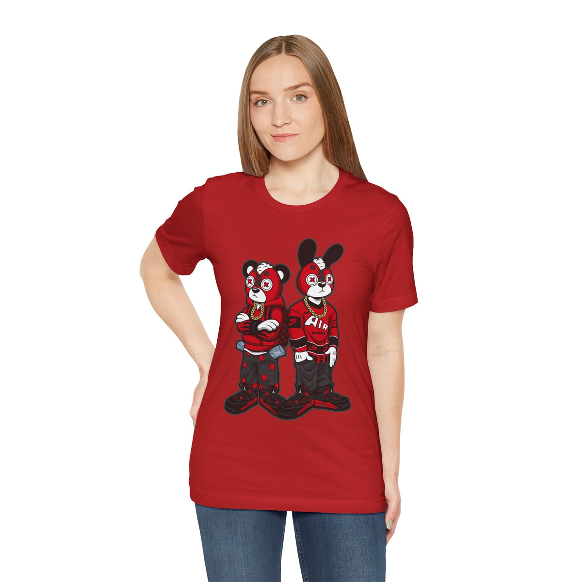 Streetwear Cartoon Bear & Bunny Tee — Hip Hop Graphic T-Shirt