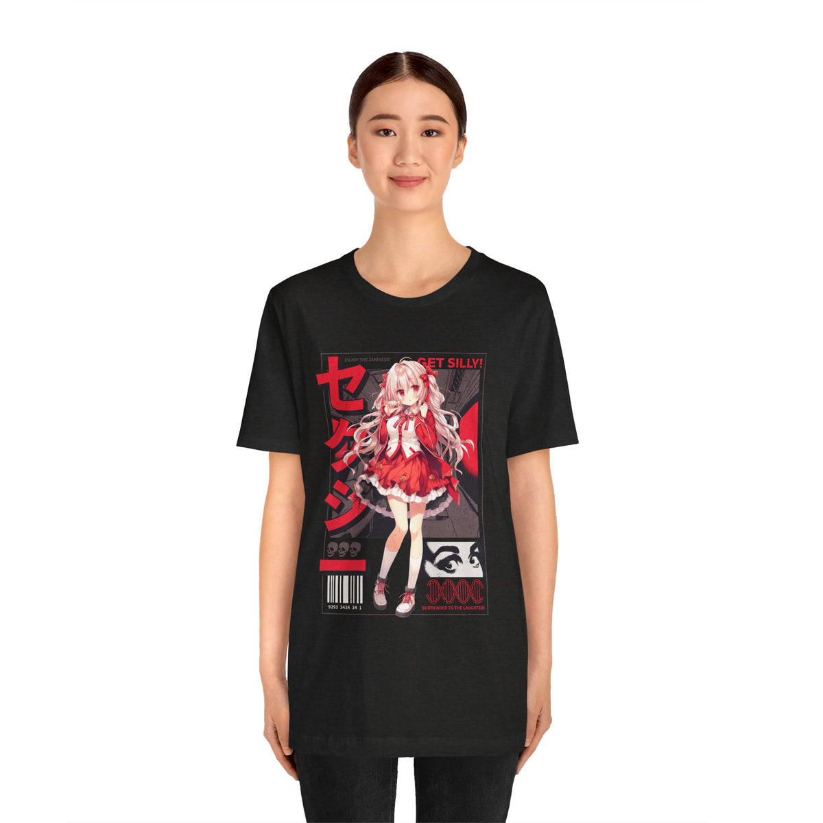 Anime Girl Graphic Tee — "Get Silly!" Red Harajuku Style T-Shirt