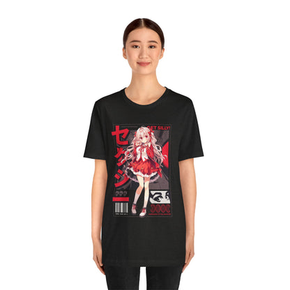Anime Girl Graphic Tee — "Get Silly!" Red Harajuku Style T-Shirt