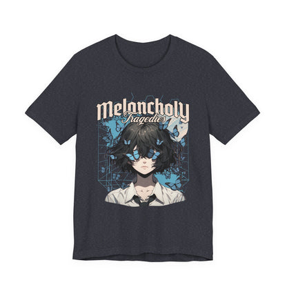 Melancholy Tragedia Anime Tee — Blue Butterflies Graphic T-Shirt