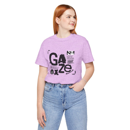 Gaze Typography Graphic Tee — Abstract Monochrome Text Art T-Shirt