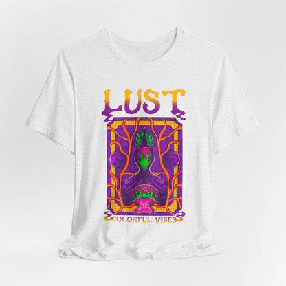 Lust Colorful Vibes Graphic Tee — Psychedelic Tarot-Inspired T-Shirt