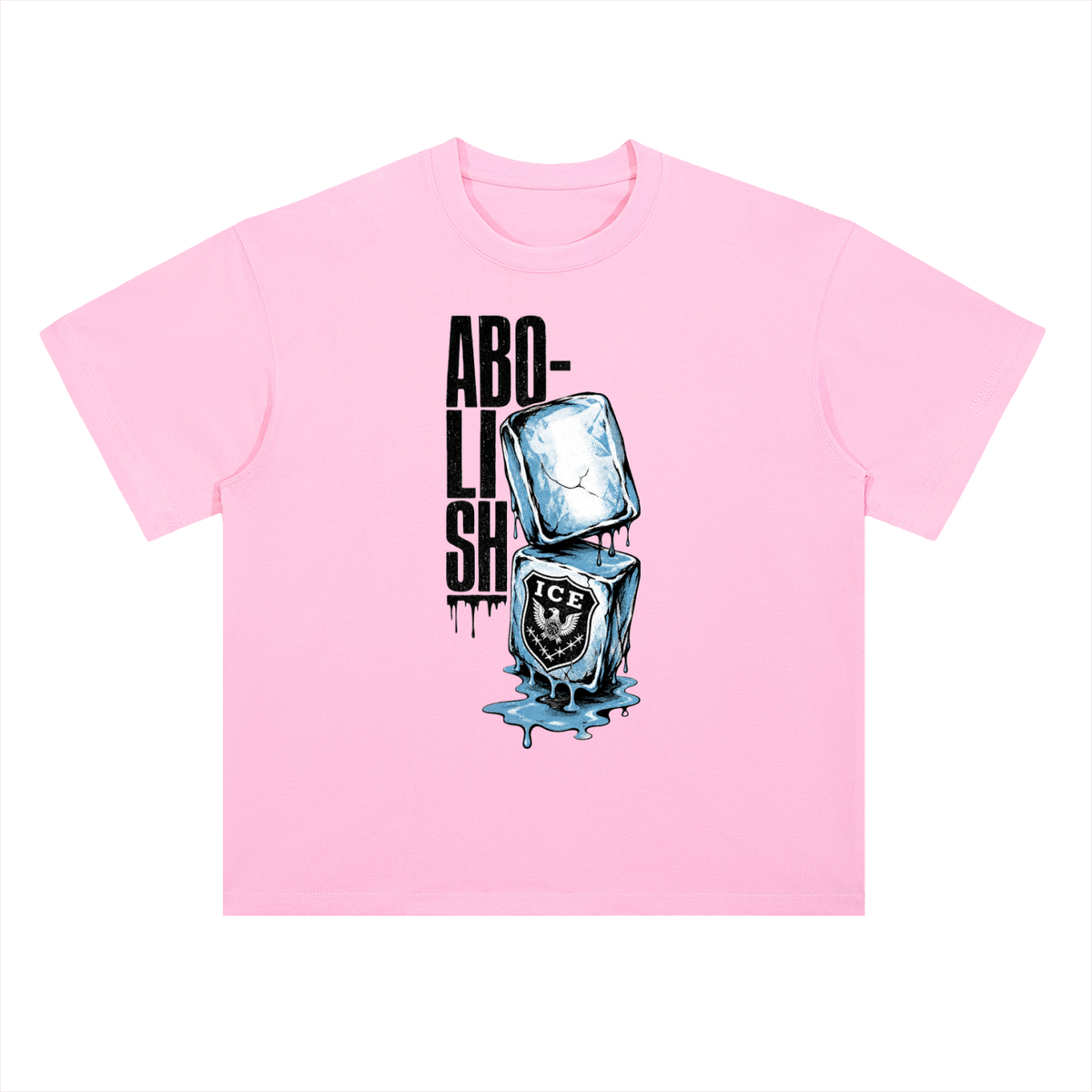 Abolish ICE Melting Ice Cube Graphic Drop Shoulder Tee