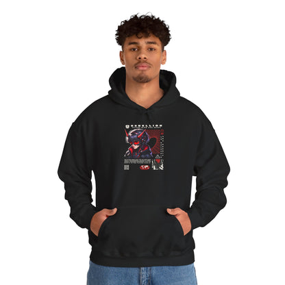 Cyber Samurai Hoodie — Futuristic Red Oni Graphic Pullover
