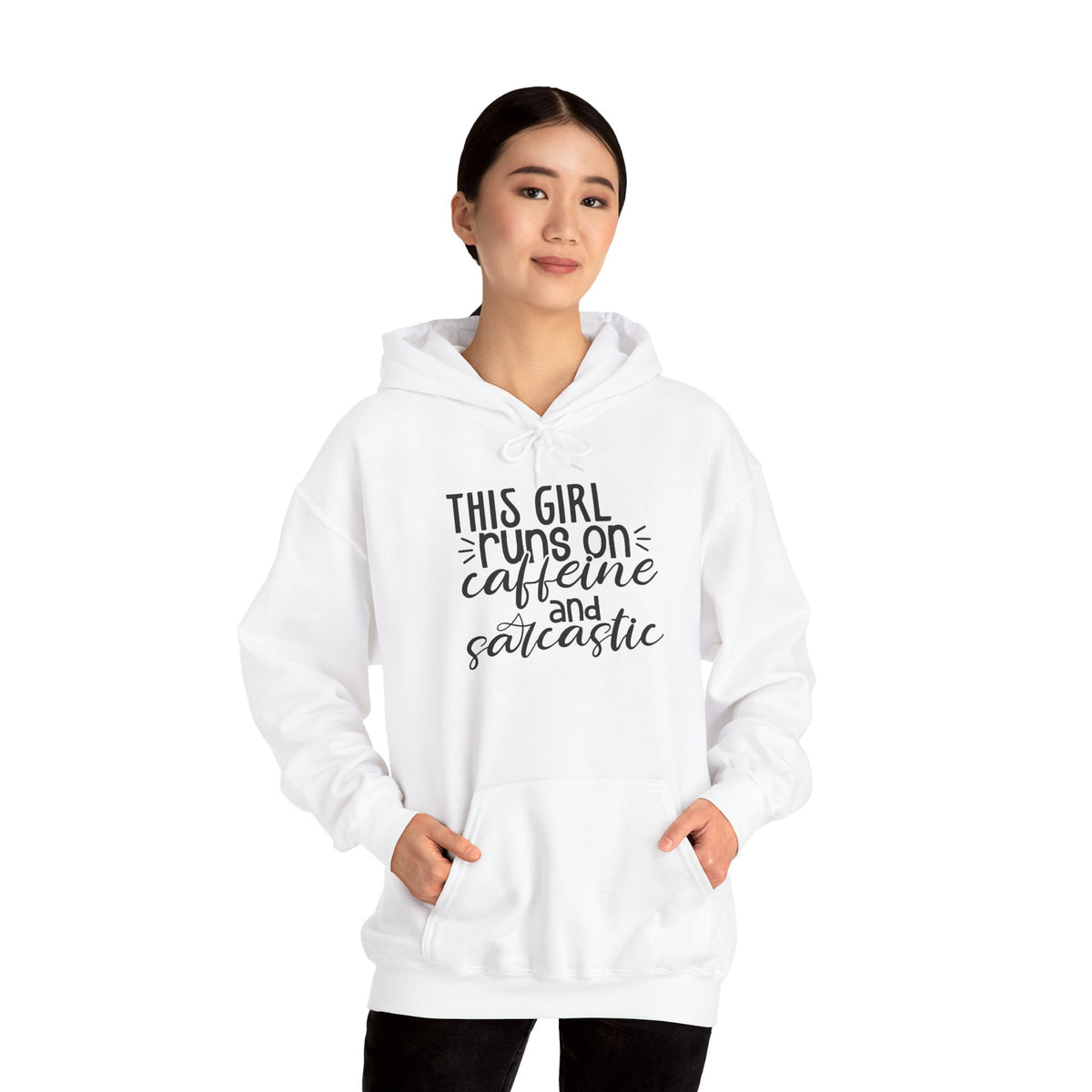 Sarcastic Caffeine Hoodie — "This Girl Runs on Caffeine and Sarcastic" Sweatshirt