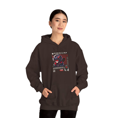 Cyber Samurai Hoodie — Futuristic Red Oni Graphic Pullover