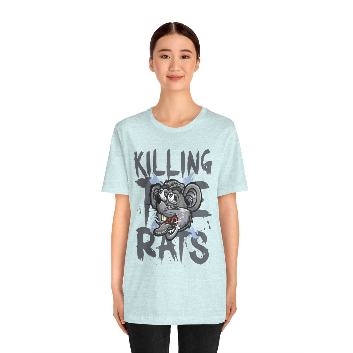 Killing Rats Graphic Tee – Edgy Cartoon Rat Skull Streetwear
