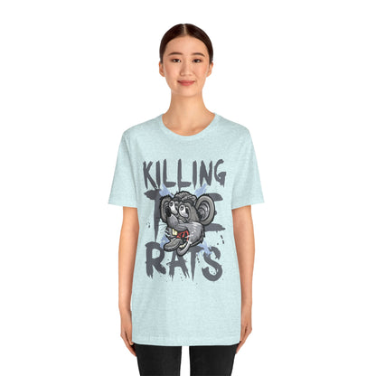 Killing Rats Graphic Tee – Edgy Cartoon Rat Skull Streetwear