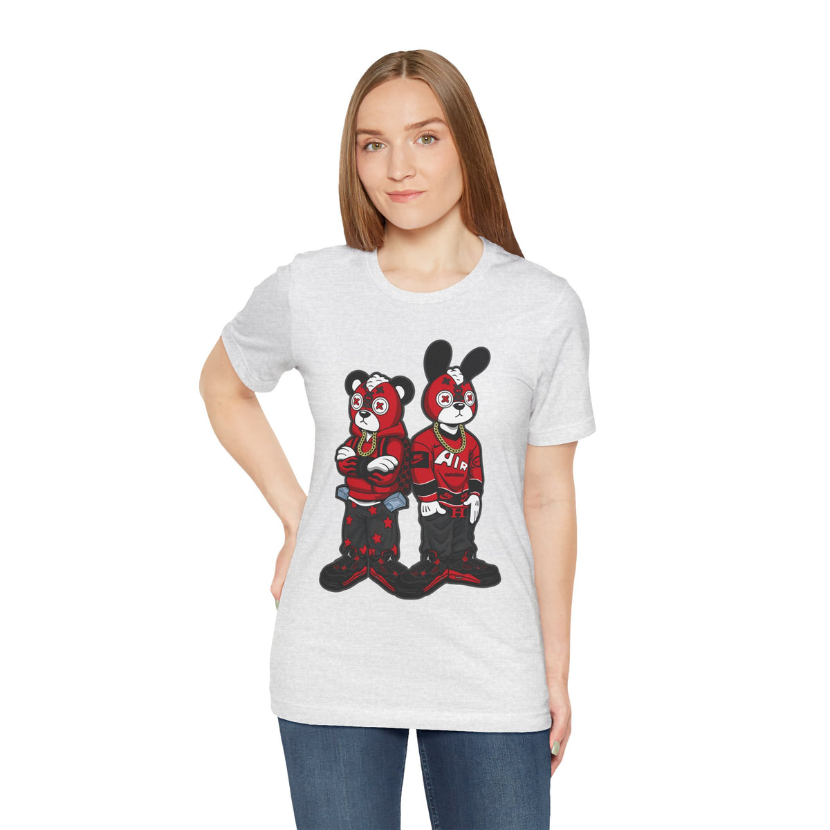 Streetwear Cartoon Bear & Bunny Tee — Hip Hop Graphic T-Shirt