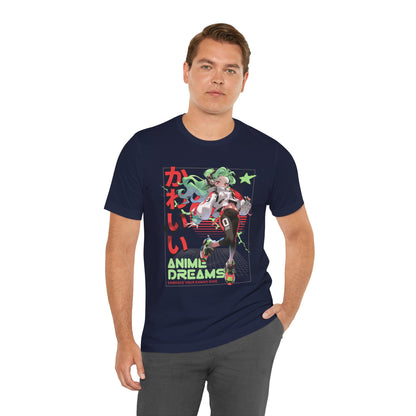 Anime Dreams Kawaii Tee — Neon Retro Anime Girl Graphic T-Shirt