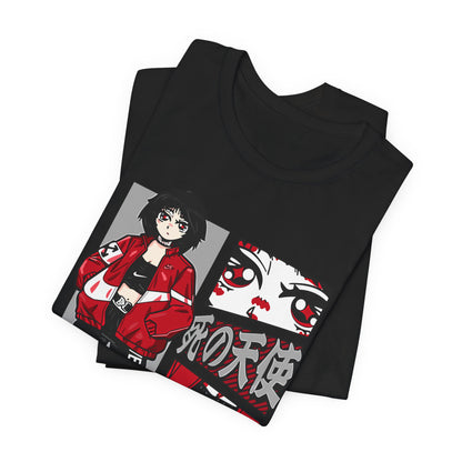 Anime Streetwear Tee — Red-Jacket Angel Graphic