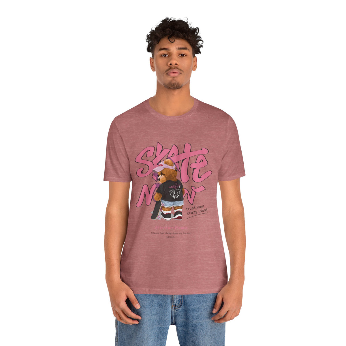 Skate Mom Bear Tee — Cute Pink Skateboard Graphic T-Shirt