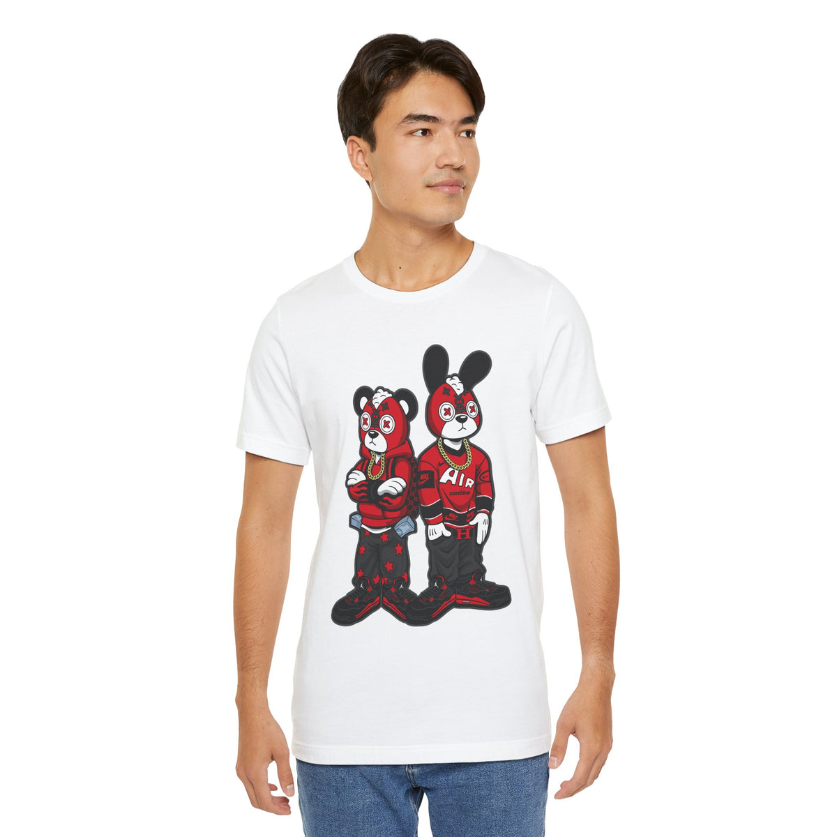 Streetwear Cartoon Bear & Bunny Tee — Hip Hop Graphic T-Shirt