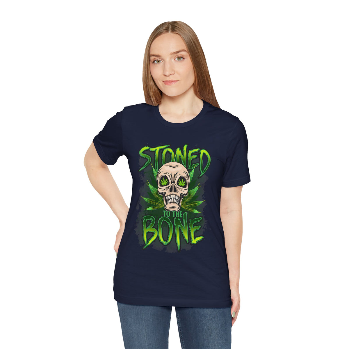 Stoned to the Bone Skull Tee — Cannabis Leaf Graphic T-Shirt