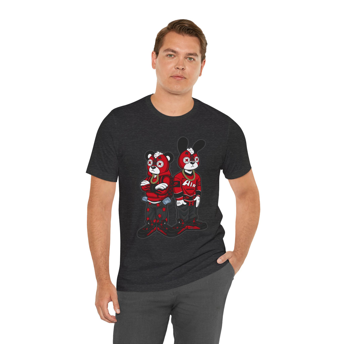 Streetwear Cartoon Bear & Bunny Tee — Hip Hop Graphic T-Shirt