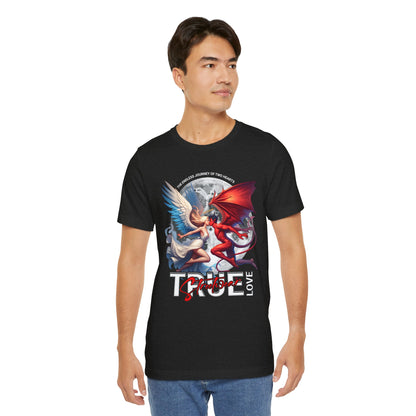 True Love Tee — Angel & Devil Heart Graphic T-Shirt