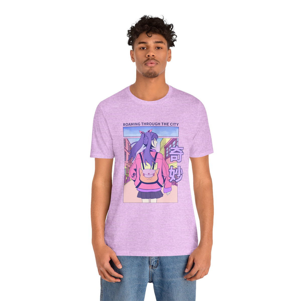 Roaming Through The City Anime Girl Tee — Vaporwave Cityscape Shirt
