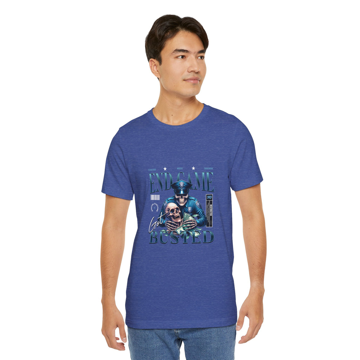 Endgame Got Busted Tee — Police Skull Graphic T-Shirt