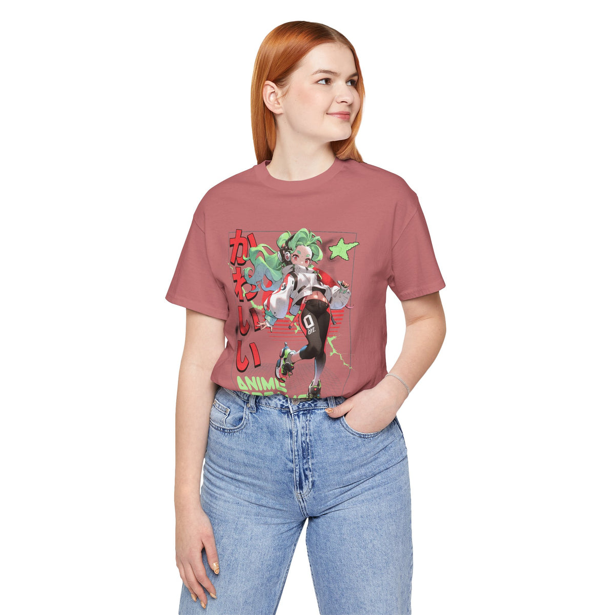 Anime Dreams Kawaii Tee — Neon Retro Anime Girl Graphic T-Shirt