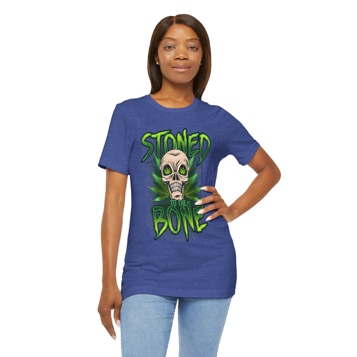 Stoned to the Bone Skull Tee — Cannabis Leaf Graphic T-Shirt