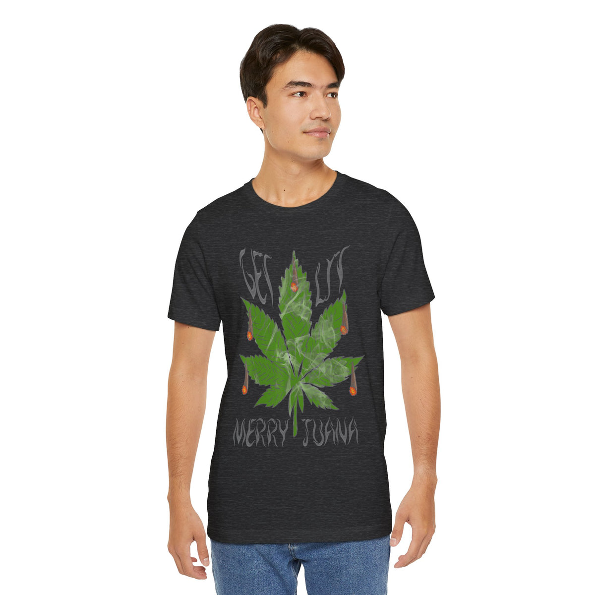 Merry Tijuana Cannabis Leaf Tee — 'Get Lit' Holiday Marijuana T-Shirt
