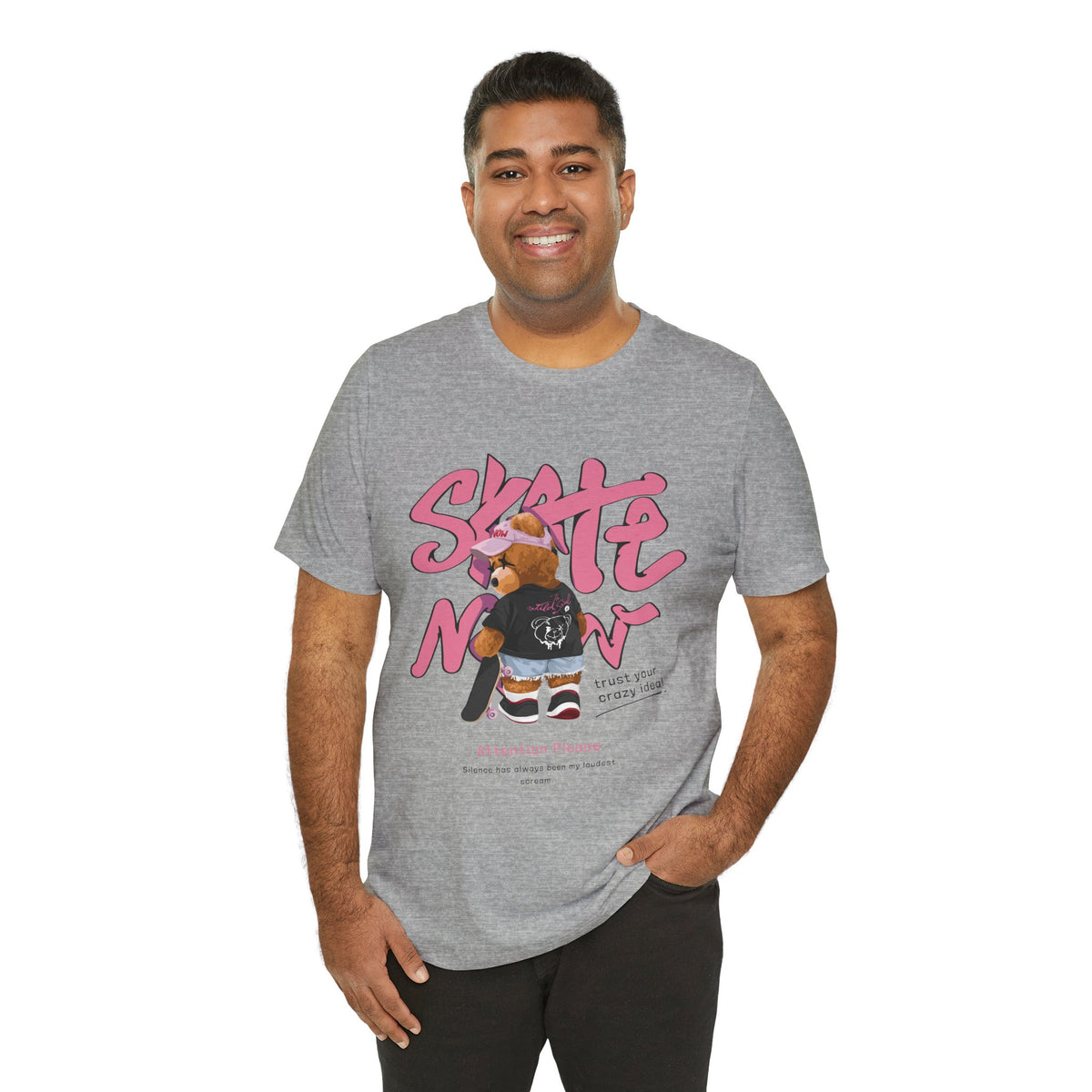 Skate Mom Bear Tee — Cute Pink Skateboard Graphic T-Shirt