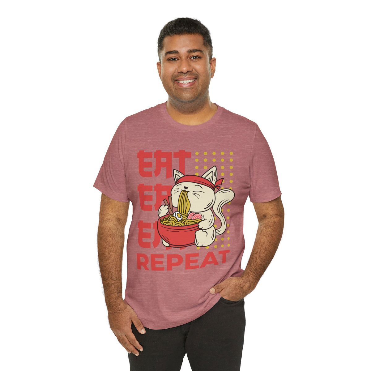 Ramen Cat Tee — "Eat Sleep Repeat" Cute Noodle Lover T-Shirt