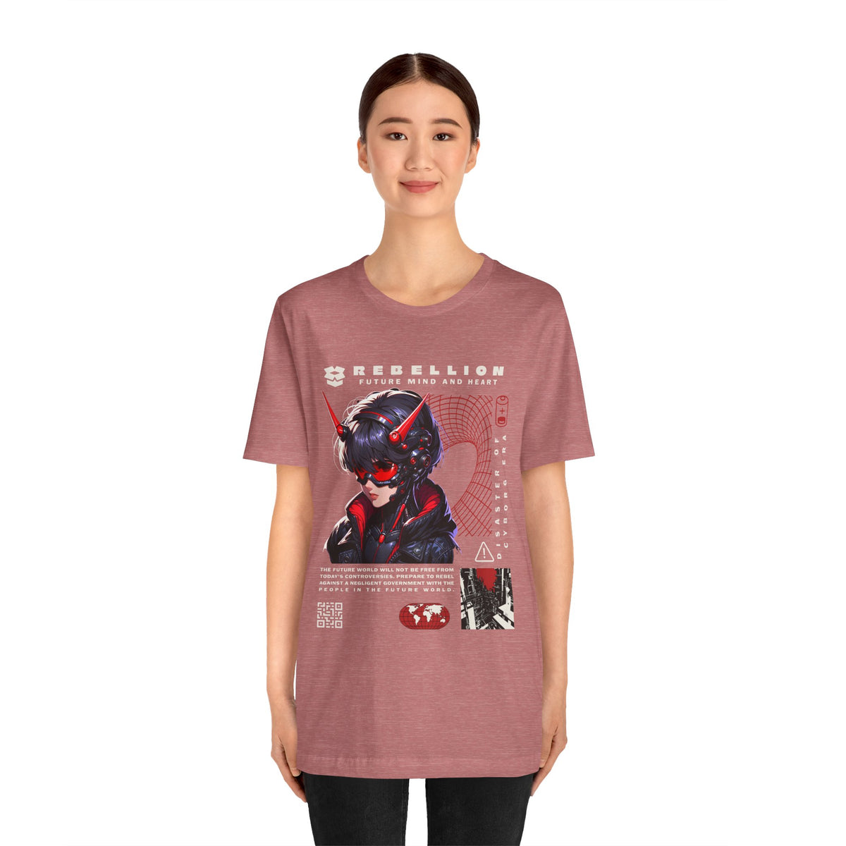 Anime Devil Girl Graphic Tee — "Rebellion" Cyberpunk Streetwear