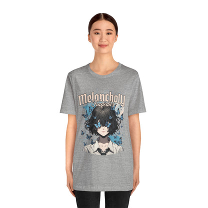 Melancholy Tragedia Anime Tee — Blue Butterflies Graphic T-Shirt
