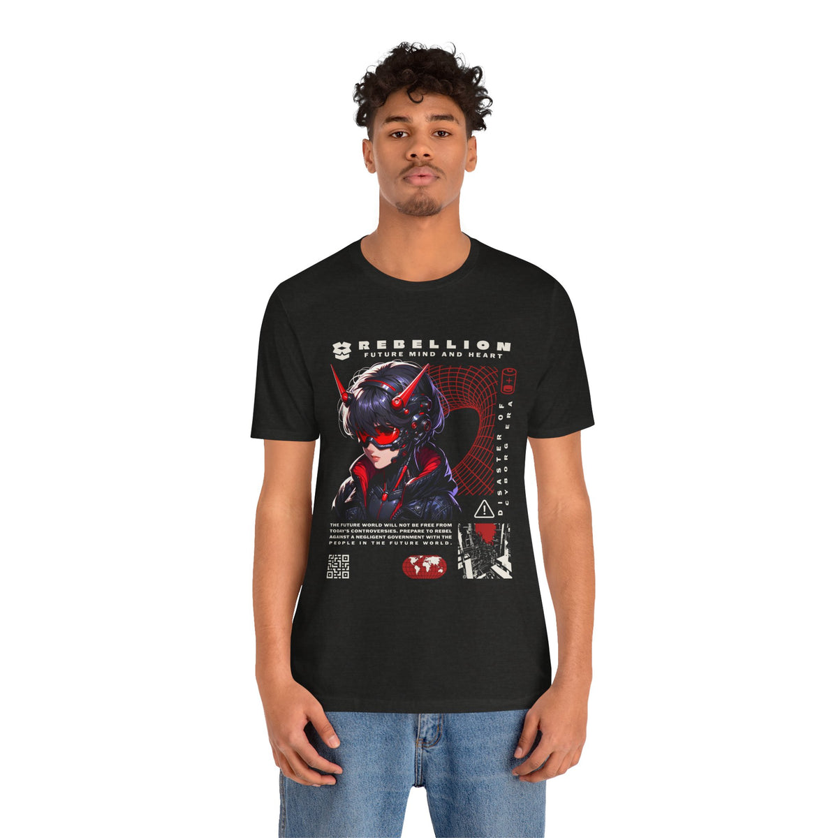 Anime Devil Girl Graphic Tee — "Rebellion" Cyberpunk Streetwear