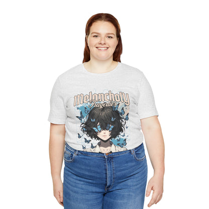 Melancholy Tragedia Anime Tee — Blue Butterflies Graphic T-Shirt