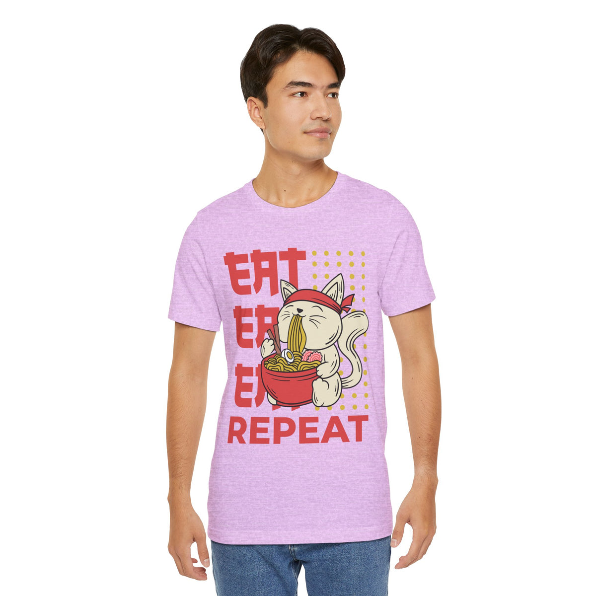 Ramen Cat Tee — "Eat Sleep Repeat" Cute Noodle Lover T-Shirt