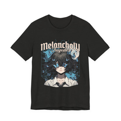 Melancholy Tragedia Anime Tee — Blue Butterflies Graphic T-Shirt