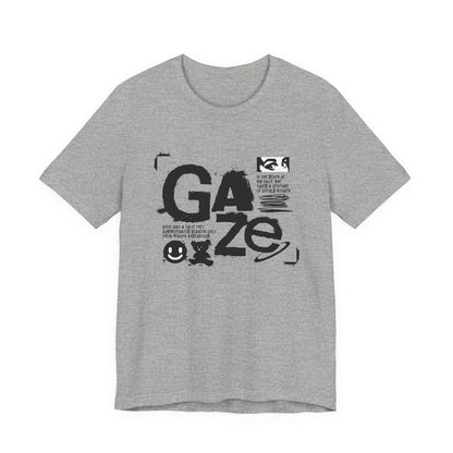 Gaze Typography Graphic Tee — Abstract Monochrome Text Art T-Shirt